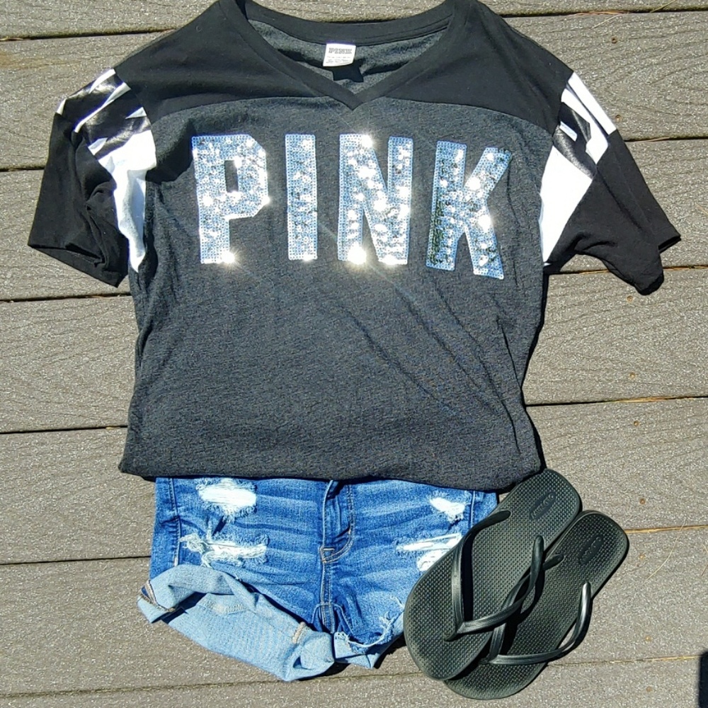 PINK Victoria's Secret Bling Short Sleeve Tee